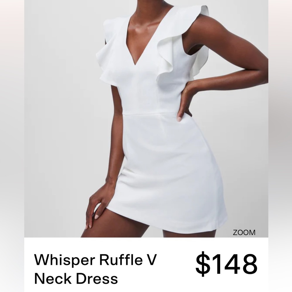 French Connection Whisper Ruffle V Neck Dress